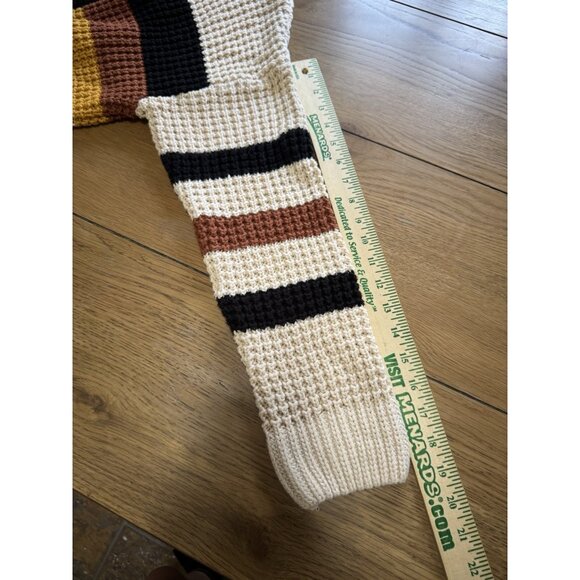 Hem & Thread Anthropologie Stripe Cardigan Women Sz Large Chunky Knit Open Front - Picture 7 of 11